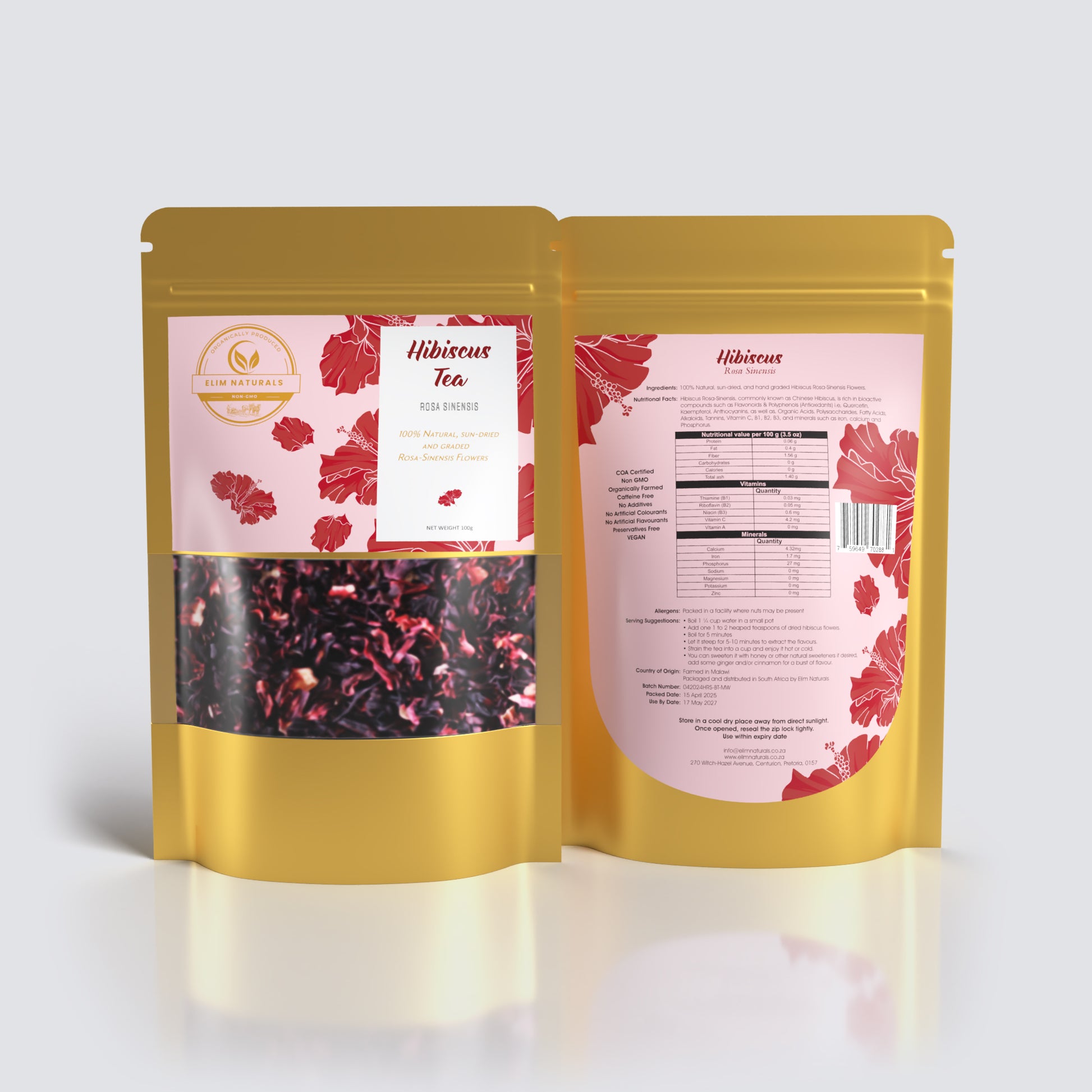 Hibiscus Tea (Rosa-Sinensis  Dry  Flowers) -  100g